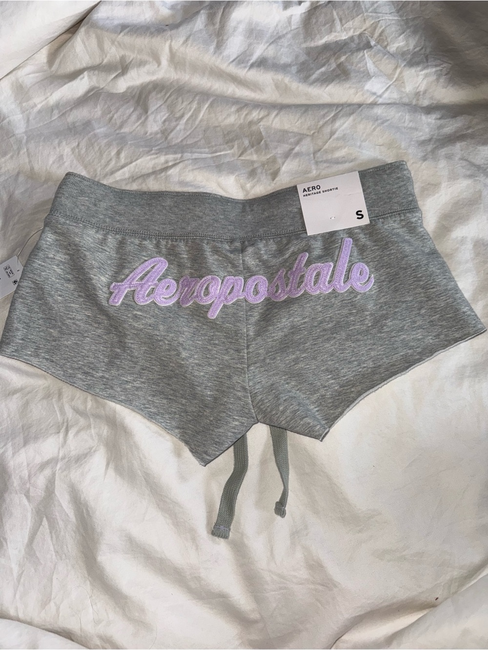 Aeropostale Gray Lounge Shorts with Lavender Script Logo